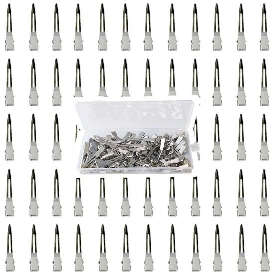 Picture of HiJeaton 60Pcs Duck Bill Hair Clips Metal Styling Hair Clips, Alligator Curl Clips, Single Prong Hair Clip for Thick Hair Sectioning, Salon, Bows DIY (Small)