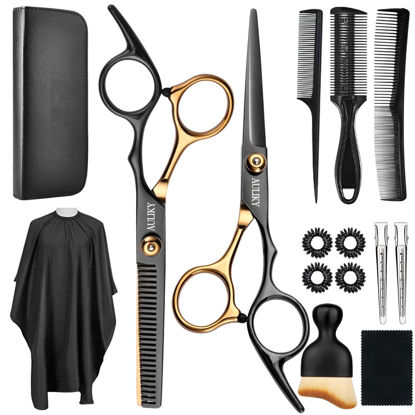 Picture of Hair Cutting Scissors Shears Kits, 15 Pcs Professional Hairdressing Scissors Set, Stainless Steel Hairdressing Shears Set Professional Thinning Scissors for Barber/Salon/Home/Men/Women/Kids/Adults