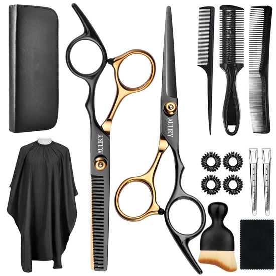 Picture of Hair Cutting Scissors Shears Kits, 15 Pcs Professional Hairdressing Scissors Set, Stainless Steel Hairdressing Shears Set Professional Thinning Scissors for Barber/Salon/Home/Men/Women/Kids/Adults