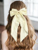 Picture of Women Big Bow Barrettes Girl's Satin Hairclips Long Ribbon Hair Pins Accessories For Party (Beige)
