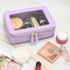 Picture of Aveniee Clear Makeup Bag for Women, Clear Cosmetic Case Travel Toiletry Bag, Heavy Duty Makeup Organizer Car Bag with Clear Windows & Gold Zippers(Lilac)