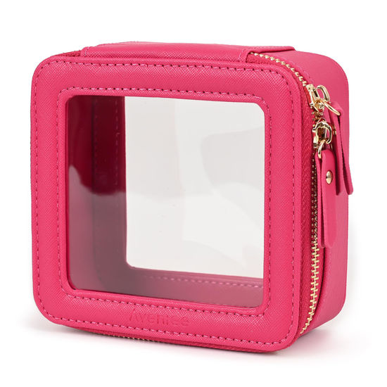 Picture of Aveniee Clear Makeup Bag Small, Mini Travel Toiletry Bag Cosmetic Bags Organizer, TSA Approved Clear Makeup Case Pouch with Zipper, Car Essentials for Women Men(Mini-Hotpink)