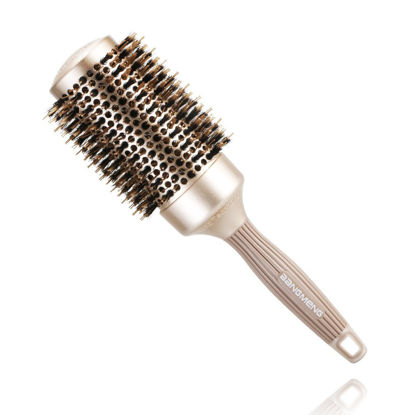 Picture of BANGMENG Round Barrel Anti-Static Hair Brush with Boar Bristles, Nano Thermal Ceramic Ionic Tech | For Extra Shine | Protect Hair, Enhance Texture, For Straightening & Drying (2inch)