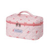 Picture of uekeboag Large Travel Quilted Makeup Bag for Women, Floral Cotton Cosmetic Bag, Coquette Aesthetic Floral Toiletry Organizer Bag(11Checker Pink Bow