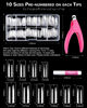 Picture of MORGLES 500 Pcs Clear Acrylic Nail Tips Square Full Cover with Nail Clipper Files and Glues Cuticle Fork for Home DIY with Box