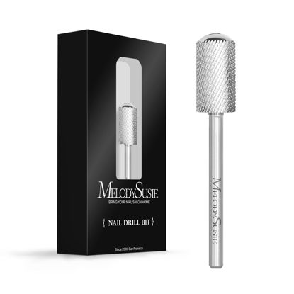 Picture of MelodySusie Safety Nail Drill Bits, 3/32'' Smooth Round Top Large Barrel Carbide Bits, Suitable for Manicure Pedicure Cuticle Gel Polishing, Beginners Bits, Silver, Series Bit-S, Fine