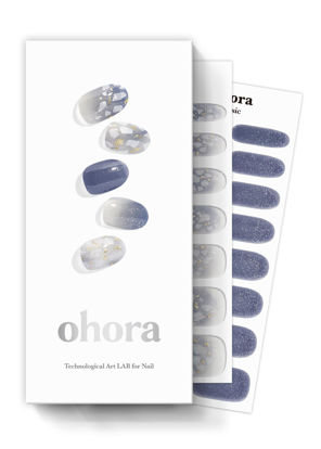 Picture of ohora Semi Cured Gel Nail Strips (N Gleam Blue) - Works with Any Nail Lamps, Salon-Quality, Easy to Apply & Remove - Valentine's Day Gel Nail Wraps, stickers, romantic gift ideas