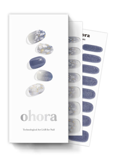 Picture of ohora Semi Cured Gel Nail Strips (N Gleam Blue) - Works with Any Nail Lamps, Salon-Quality, Easy to Apply & Remove - Valentine's Day Gel Nail Wraps, stickers, romantic gift ideas
