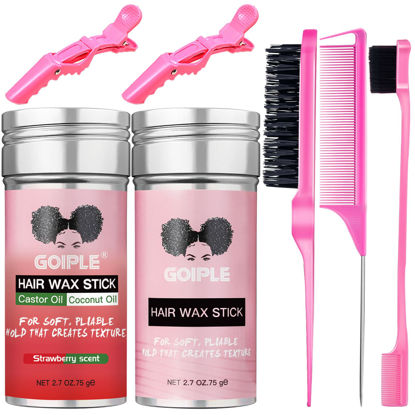 Picture of Long-Lasting Hair Pomade and Styling Wax Stick for Black Hair, Wigs, Smoothing & Slick Finish, Edge Frizz Control (2.7 + 2.7 oz)