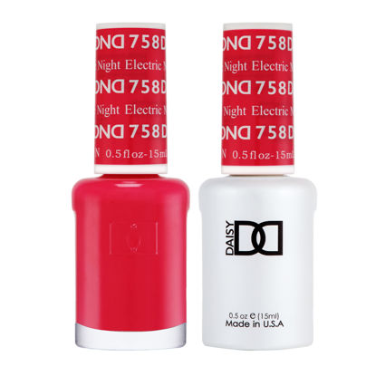 Picture of DND Gel Polish Set - 1 each of Red Gel Polish and Red Nail Polish, 758 Electric Night, 0.5 Fl Oz
