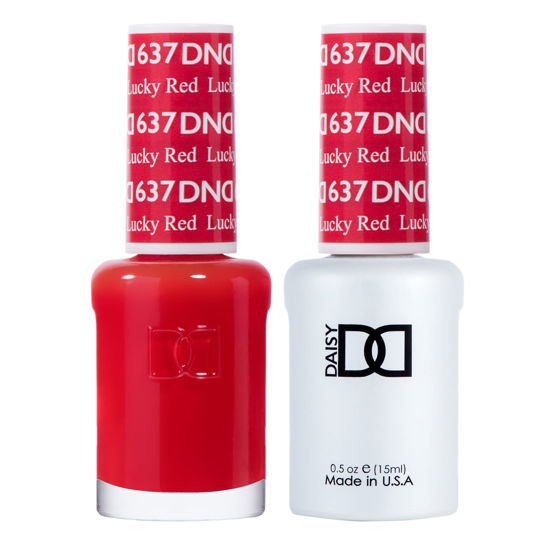 Picture of DND Gel Polish Set - 1 each of Red Gel Polish and Red Nail Polish, 637 Lucky Red, 0.5 Fl Oz