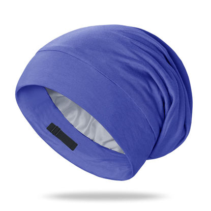 Picture of OLESILK 100% Mulberry Silk Bonnet for Sleeping Women, Silk Hair Wrap for Sleeping, Silk Sleep Bonnet for Women&Men, Real Silk, Not Satin