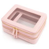 Picture of Aveniee Large Clear Makeup Bags, Double Layer Cosmetic Bags with Separate Brush Compartment, Travel Toiletry Bag Cosmetic Train Case, Travel Accessories Organizer for Women(2 Layers, Pink)