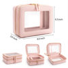 Picture of Aveniee Large Clear Makeup Bags, Double Layer Cosmetic Bags with Separate Brush Compartment, Travel Toiletry Bag Cosmetic Train Case, Travel Accessories Organizer for Women(2 Layers, Pink)
