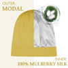 Picture of OLESILK 100% Mulberry Silk Bonnet for Sleeping Women, Silk Hair Wrap for Sleeping, Silk Sleep Bonnet for Women&Men, Real Silk, Not Satin, Yellow