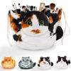 Picture of Openhahaha Drawstring Makeup Bag, Cat Makeup Bag, Travel Makeup Organizer, Cosmetic Pouch Bag, Cat Gift for Women, Lay Flat Makeup Bag Gifts for Cat Lovers