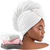 Picture of Umisleep 3 Pack Microfiber Hair Towel Wrap for Curly Hair, Super Absorbent Hair Drying Towel for Women, Kids, Hair Care Accessories, Hair Turban for Wet Hair (Grey, White, Pink)