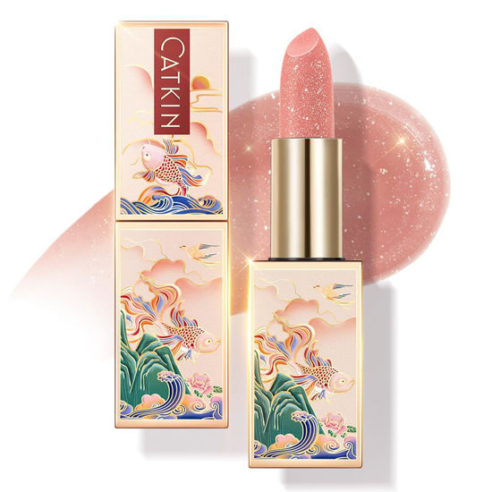 Picture of CATKIN Tinted Lip Balm Glitter Lip Stain Ultra Hydrating Lip Moistrurizer Chapstick with Vitamin E Nourishing For Cracked & Dry Lips 0.12 oz C09 Aurora - Light Pink