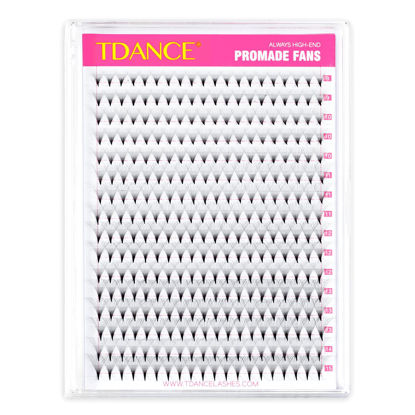 Picture of TDANCE Premade Fans Eyelash Extensions 320 Fans Pre Made Fans Lash Extensions Middle Stem Heat Bonded Premade Lash Fans Volume Lash Extensions(320-12D-0.07-D-8-15mm)
