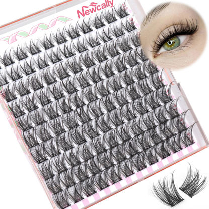 Picture of Lash Clusters Natural Lash Extension Wispy Eyelash Clusters C Curl DIY Eyelash Extension 10-16MM Individual Lashes Cluster Eyelash Extension by Newcally