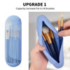 Picture of AGIKET Silicone Makeup Brush Holder Travel Cosmetic Bag：Soft Portable Cosmetic Face Brushes Holder with Upgrade Anti-Fall Out Magnetic Closure, Large Travel Makeup Brush Case - Blue