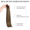Picture of DOORES Tape in Hair Extensions Human Hair, Balayage Chocolate Brown to Honey Blonde 26 Inch 20pcs 60g, Remy Hair Extensions Tape in Seamless Straight Tape in Real Hair