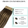 Picture of DOORES Tape in Hair Extensions Human Hair, Balayage Chocolate Brown to Honey Blonde 26 Inch 20pcs 60g, Remy Hair Extensions Tape in Seamless Straight Tape in Real Hair