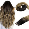 Picture of DOORES Tape in Human Hair Extensions, Balayage Dark Brown to Chestnut Brown and Dirty Blonde 26 Inch 120g 40pcs, Human Hair Extensions Tape in Natural Hair Extensions Straight Hair