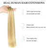 Picture of DOORES Human Hair Tape in Extensions, Drity Blonde Highlight Golden Blonde 20pcs 50g 18 Inch, Tape in Hair Extensions Invisible Hair Tape in Remy Straight Hair