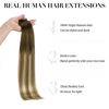 Picture of DOORES Hair Extensions Real Human Hair, Balayage Walnut Brown to Ash Brown and Bleach Blonde 26 Inch 20pcs 60g, Human Hair Extensions Tape in Real Hair Extensions Straight