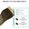 Picture of DOORES Hair Extensions Real Human Hair, Balayage Walnut Brown to Ash Brown and Bleach Blonde 26 Inch 20pcs 60g, Human Hair Extensions Tape in Real Hair Extensions Straight