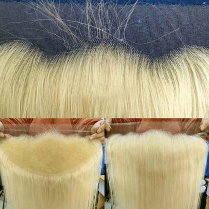 Picture of BEEOS 13x6 Skinlike Real HD Lace Frontal Only, 613 Blonde 0.10mm Ultra-thin Invisible Melted Lace Pre-Plucked Straight Human Hair Closure 18 Inch