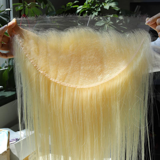 Picture of BEEOS 13x6 Skinlike Real HD Lace Frontal Only, 613 Blonde 0.10mm Ultra-thin Swiss Lace Pre-Plucked Natural Hairline Silky Straight Human Hair Closure 16 Inch