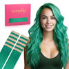 Picture of WENNALIFE Tape in Hair Extensions Human Hair Green Tape in Extensions, 10pcs 30g 24 inch Remy Invisible Tape Ins Straight Colored Soft Real Human Hair Tape in Extensions Refill Set Extensions