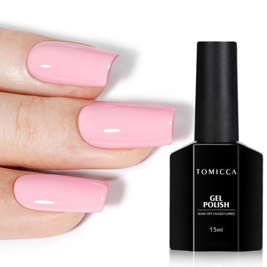 Picture of TOMICCA Baby Pink Gel Nail Polish, Light Pink Nail Polish Gel, Soak Off UV Gel Polish, Cotton Candy Nail Art Pastel Manicure Salon DIY for Spring Summer