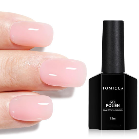 Picture of TOMICCA Pink Gel Nail Polish, Light Pink Gel Polish, Clear Pink Nail Polish Quick Dry, Soak Off UV Milky Pink Gel Polish Colors Long Lasting Nude Nail Art Manicure Home DIY