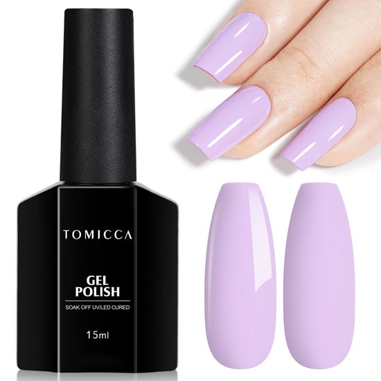 Picture of TOMICCA Purple Gel Nail Polish, 15ml Pastel Nail Polish Gel, Soak Off UV Lilac Purple Gel Polish Colors, French Soft Candy Nail Art Macarons Manicure Salon DIY for Spring Summer