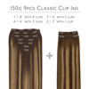 Picture of WENNALIFE Clip in Hair Extensions, 150g 20 Inch 9pcs Balayage Chocolate Brown to Honey Blonde Human Hair Extensions Thicker Clip in Hair Extensions Real Human Hair Clip Set Double Weft