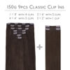 Picture of WENNALIFE Clip in Hair Extensions, 18 Inch 150g 9pcs Clip in Hair Extensions Real Human Hair, Light Dark Brown Human Hair Clip in Extensions Remy Human Hair Extensions Clip Ins Double Weft