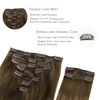 Picture of WENNALIFE Clip in Hair Extensions, 150g 18 Inch 9pcs Ombre Walnut Brown to Ash Brown and Bleach Blonde Human Hair Extensions Thicker Clip in Hair Extensions Real Human Hair Clip Set Double Weft