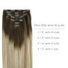 Picture of WENNALIFE Clip in Hair Extensions Real Human Hair, 20 Inch 120g 7pcs Ombre Walnut Brown to Ash Brown and Bleach Blonde Clip in Human Hair Remy Clip in Hair Extensions Real Human Hair Double Weft