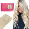 Picture of WENNALIFE Clip in Hair Extensions Real Human Hair, 20 Inch 120g 7pcs Platinum Blonde Hair Extensions Clip in Human Hair Remy Clip in Hair Extensions Real Human Hair Double Weft