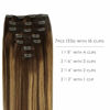 Picture of WENNALIFE Clip in Hair Extensions Real Human Hair, 22 Inch 120g 7pcs Balayage Chocolate Brown to Caramel Blonde Hair Extensions Clip in Human Hair Remy Clip in Hair Extensions Real Human Hair