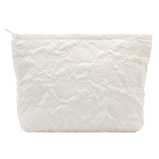 Picture of PAZIMIIK Makeup Bags for Purse Zipper Cosmetic Pouch Large Travel Canvas Make Up Organizer Tool Pouch for Women and Girls,Flower Ivory