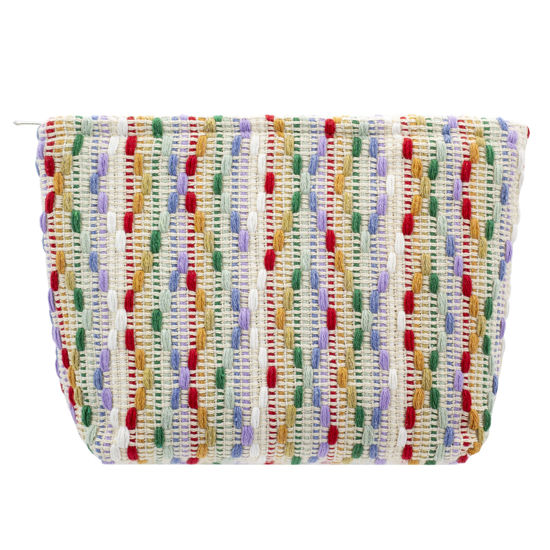 Picture of PAZIMIIK Makeup Bags for Purse Zipper Cosmetic Pouch Large Travel Canvas Make Up Organizer Tool Pouch for Women and Girls,Rainbow Dot