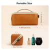 Picture of Prite Travel Cosmetic Bag Makeup Organizer Bag For Women Large Capacity Waterproof PU Leather Toiletry Bag with Jacquard Ribbon Handle and Clear Divider(New Brown)