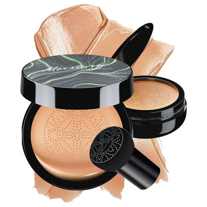 Picture of Mushroom Head Air Cushion CC Cream - BB Cream Face Makeup Foundation for Mature Skin Moisturizing Concealer Brighten Long-Lasting, Even Skin Tone for All Skin Types (Medium)