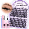 Picture of Goddvenus Manga Lash Cluster Kit Wispy Lashes Clusters Fluffy Eyelash Clusters Upturned Foxy Cluster Eyelash Extensions Kit D Curl Fairy Eyelash Extension Kit 10-16mm Individual Lashes Kit