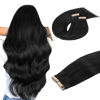 Picture of DOORES Hair Extensions Human Hair Tape in, Jet Black 10 Inch 60g 40pcs, Tape in Human Hair Extensions Real Human Hair Straight Hair Extensions Remy Natural Hair