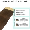 Picture of DOORES Tape in Hair Extensions, Chocolate Brown 12 Inch 40g 20pcs, Human Hair Extensions Natural Remy Hair Extensions Straight Hair Skin Weft Double Side Tape Invisible